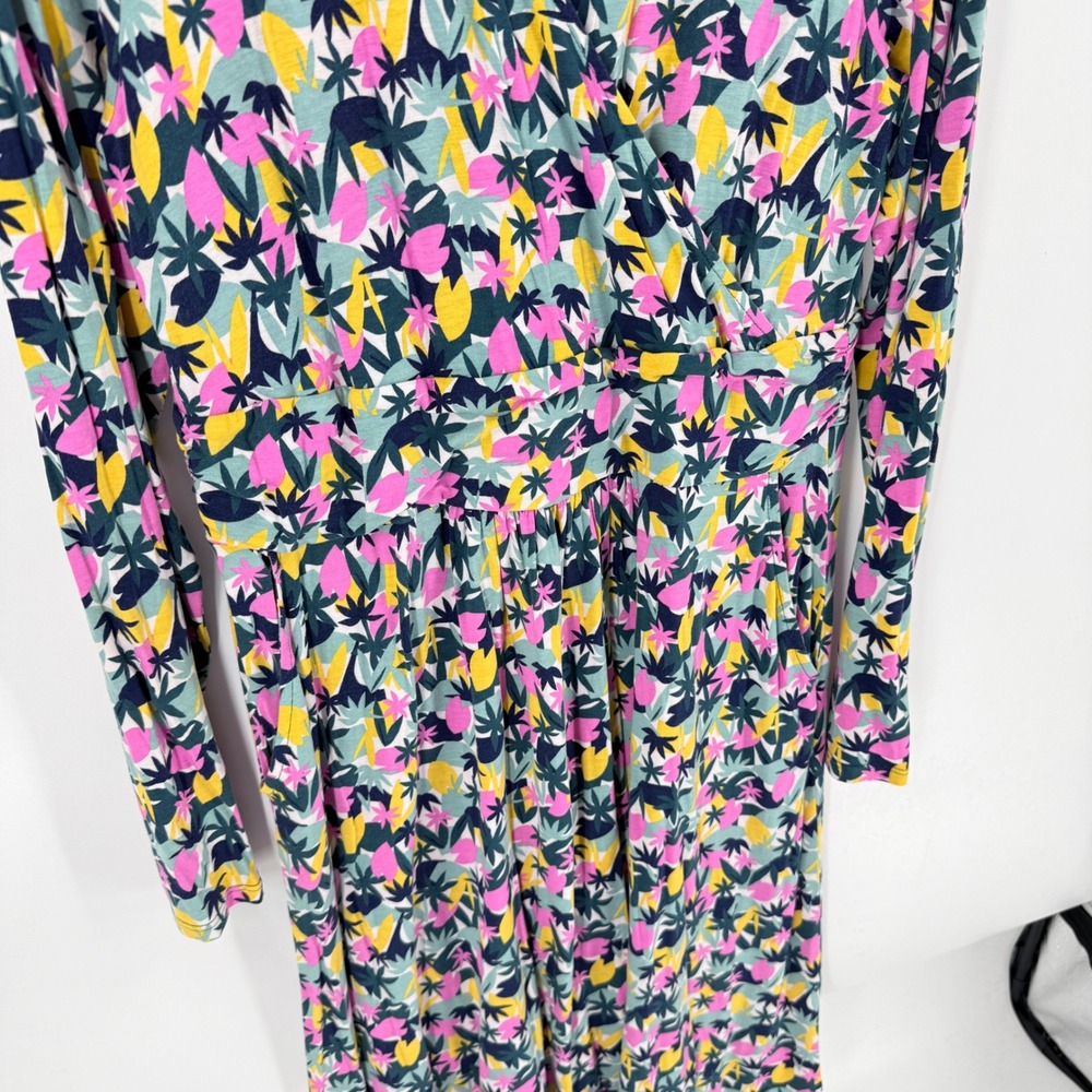 Boden Layla Jersey Faux‎ Wrap Midi Dress Floral Pockets Long Sleeve Size 12L - Picture 6 of 9